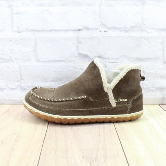 L.L. Bean Shoes - LL Bean Brown Suede Fleece Lined Mountain Slipper Moc Boot Size 7 M